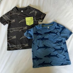 Tea Collection printed pocket tee in shark and crocodile print